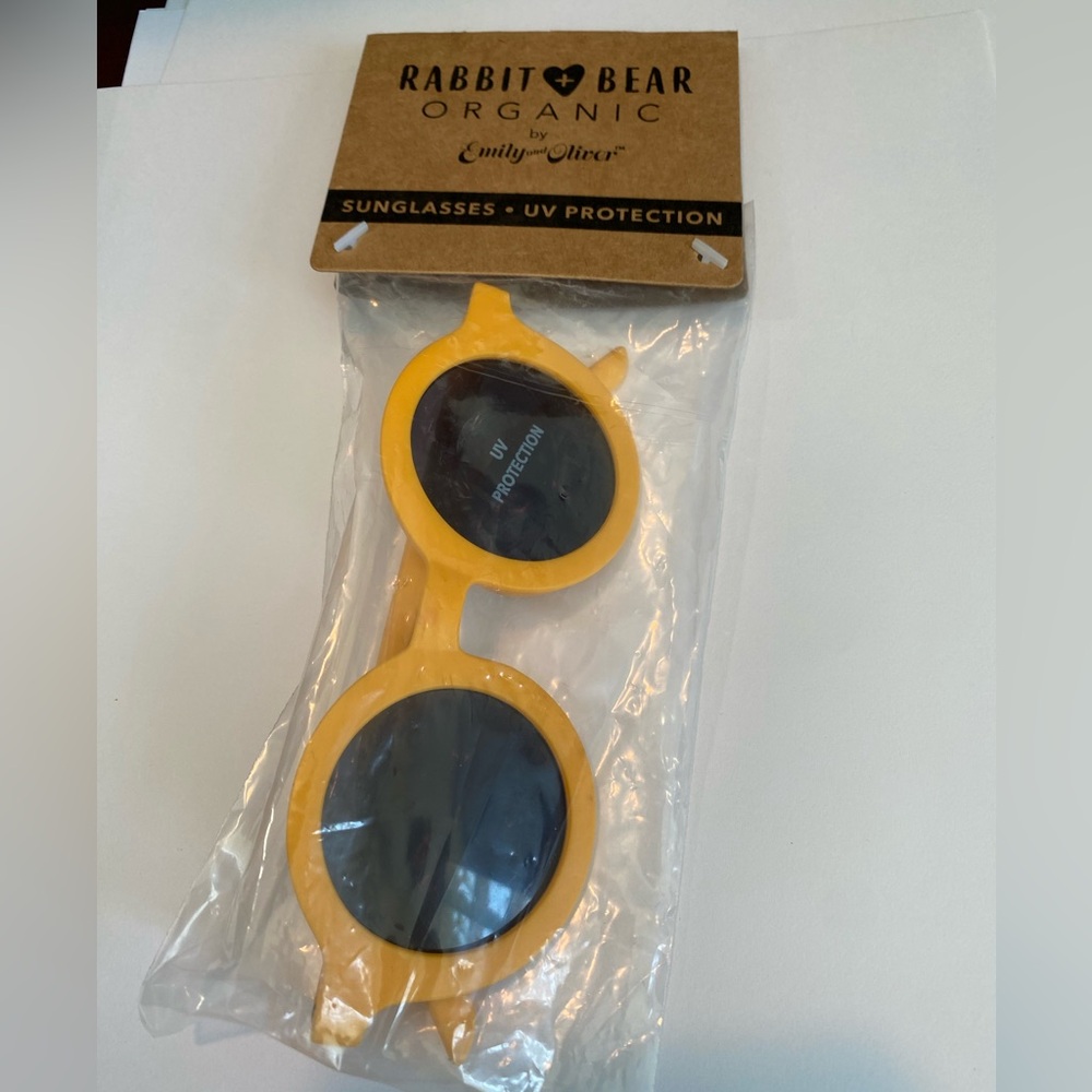 BRAND NEW. Organic rabbit & bear kids sunglasses - orange/yellow.